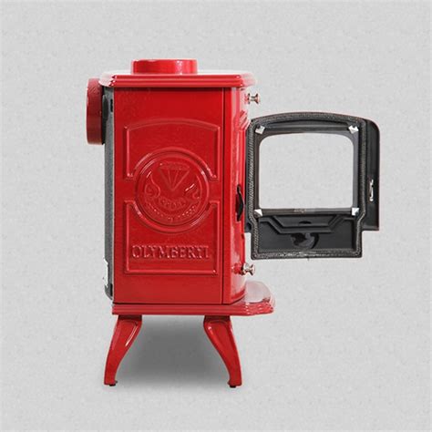 red enamel wood stove